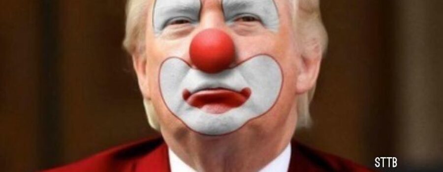 Trump dressed as a clown.
